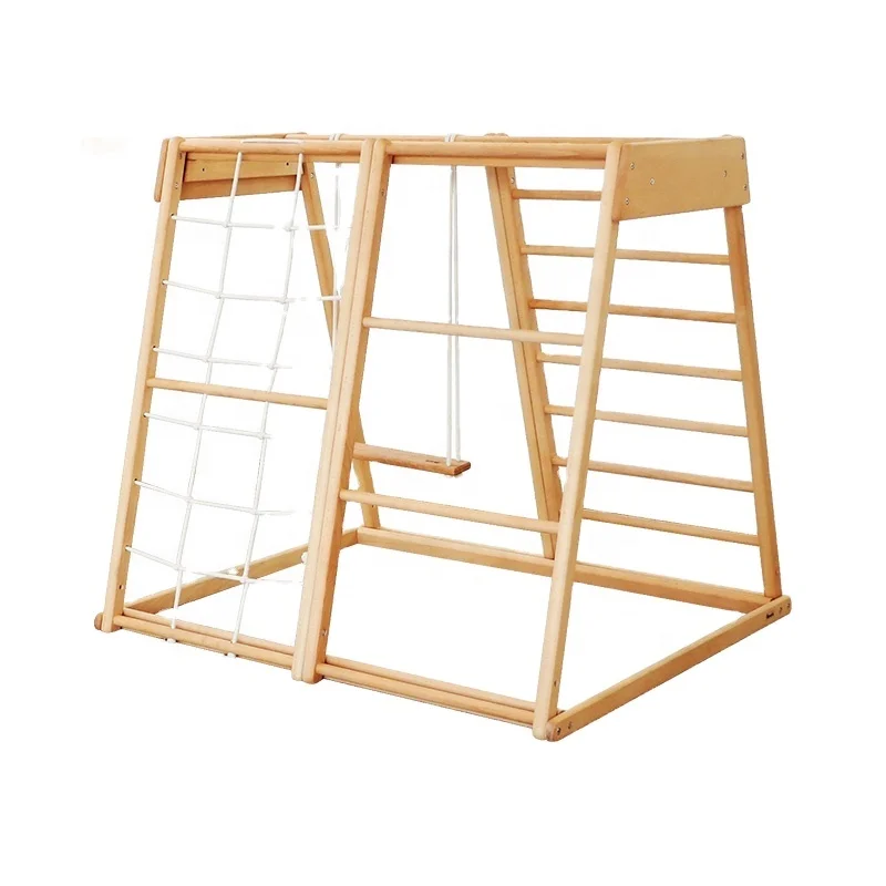 Kids Outdoor Climbing Frame - Çocuklar İçin Ahşap Halat Merdiven, İç