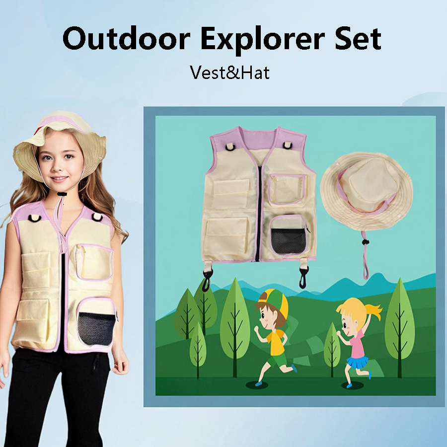 Kids Outdoor Explorer Set - Çocuk Explorer yelek şapka takım açık