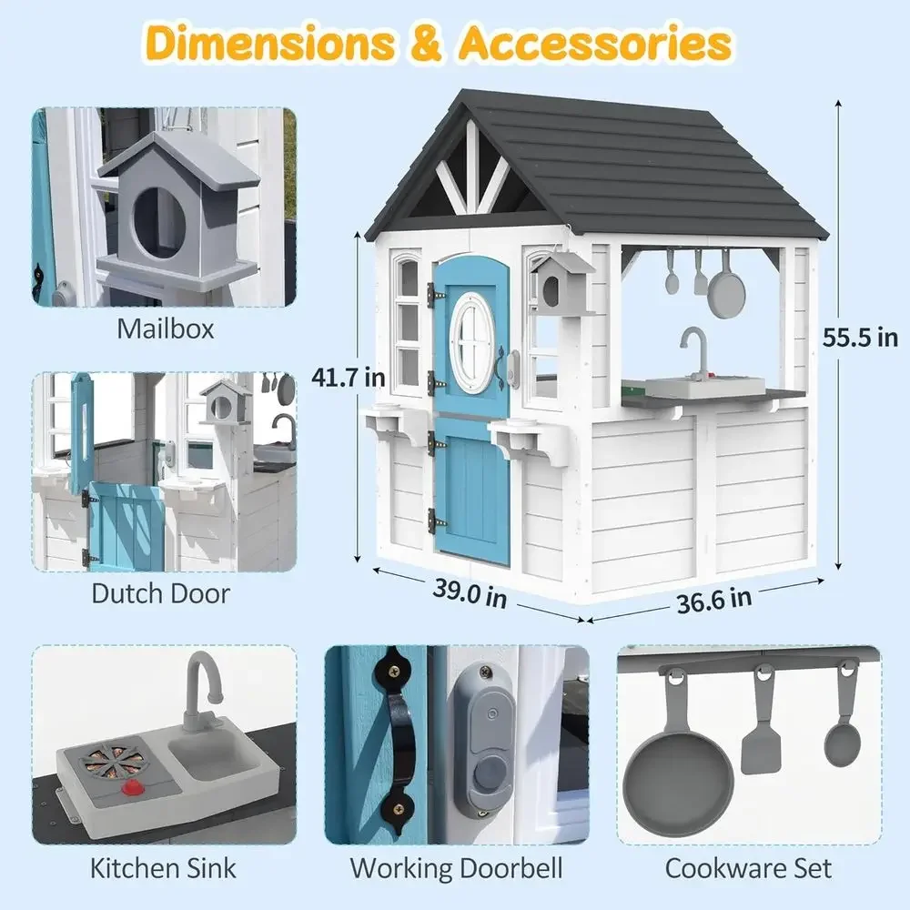 YOE Ahşap Çocuk Oyun Evi, Mutf - Kids Outdoor House With Kitchen incelemesi ve fiyatı